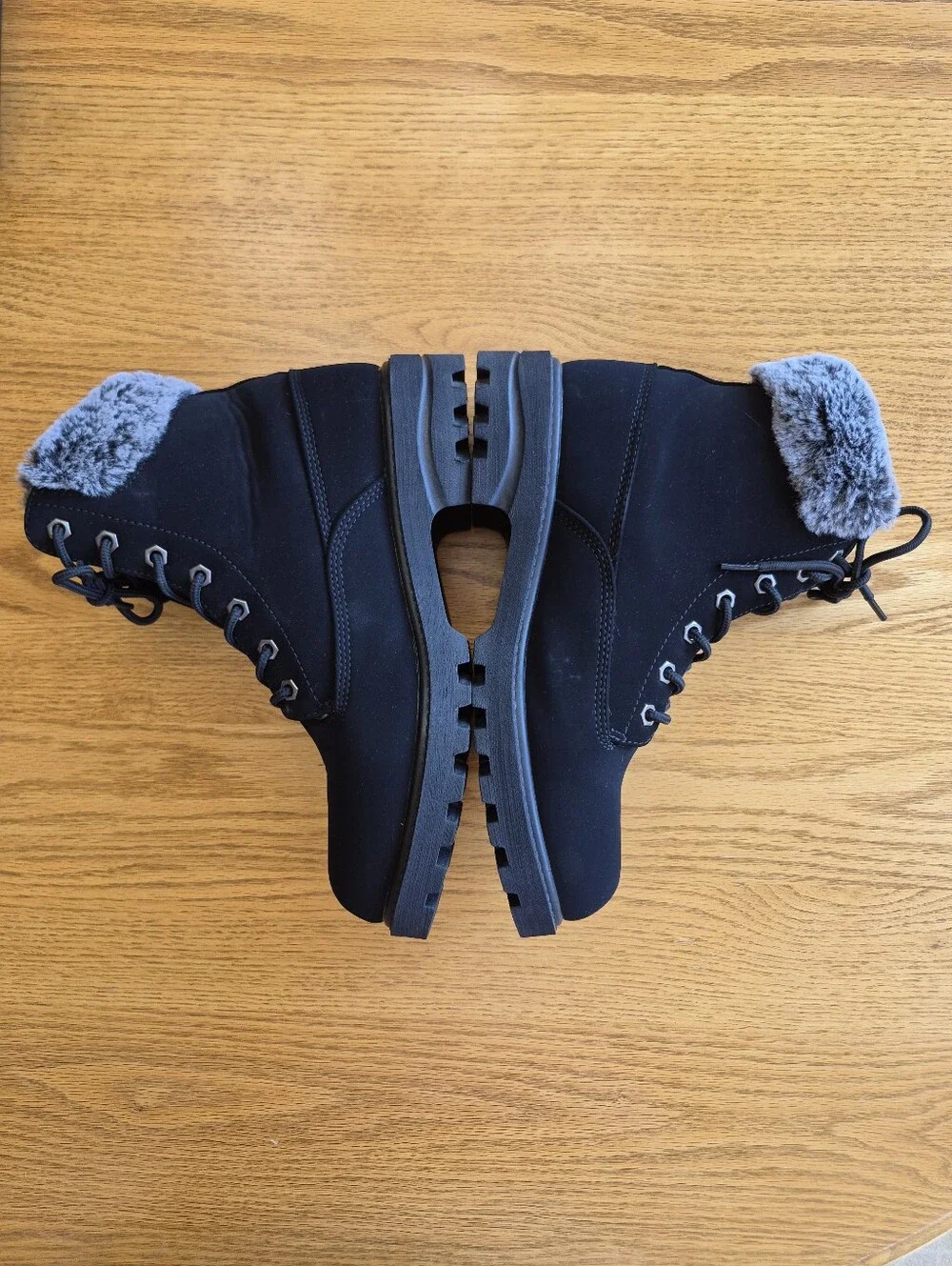 Lugz Empire Hi Fur Women's Boots Lace Up Black/Black Charcoal Size 9.5M
